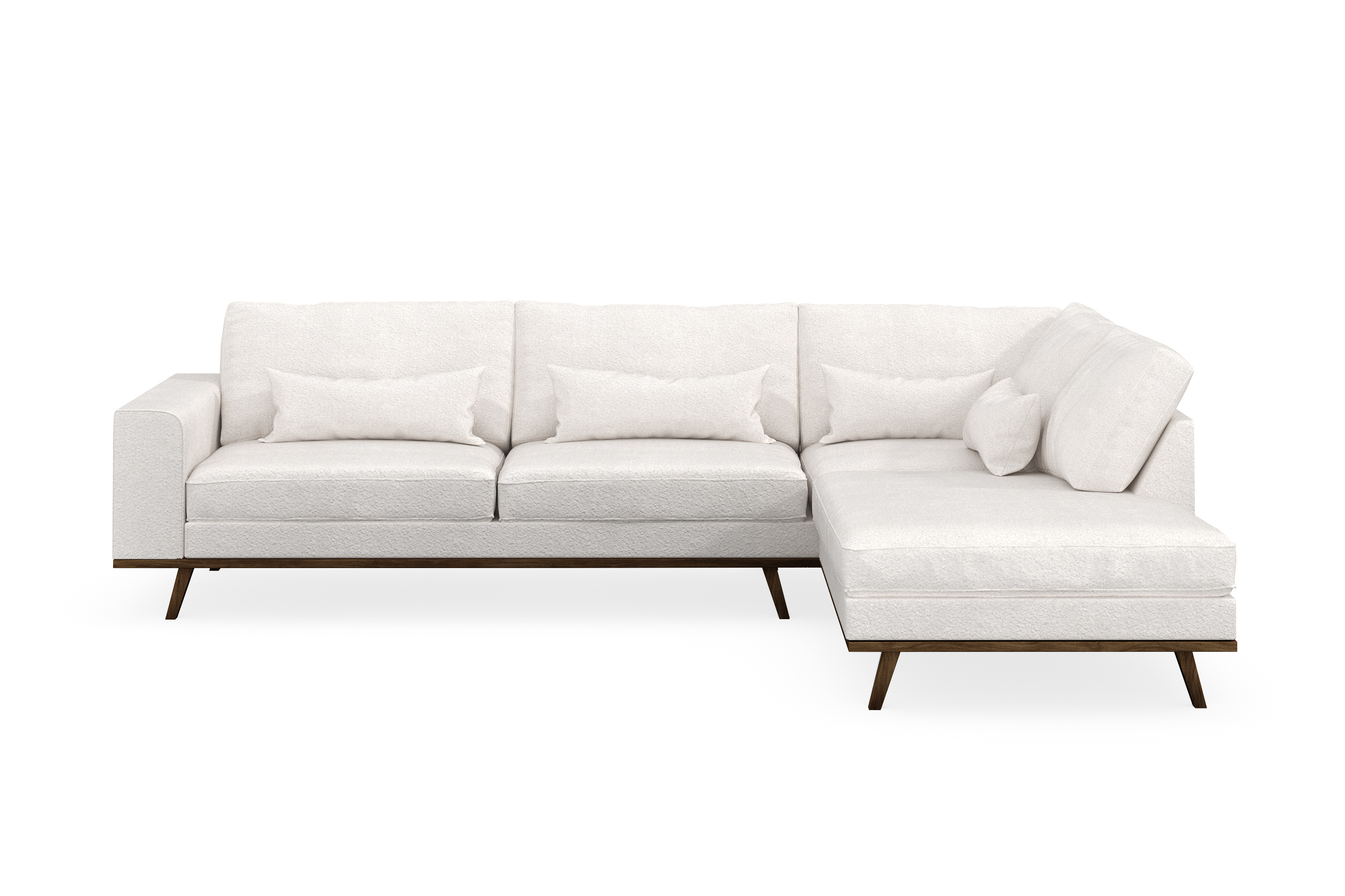 copenhagen 4-sits högervänd l-formad schäslongsoffa i bouclé - vit