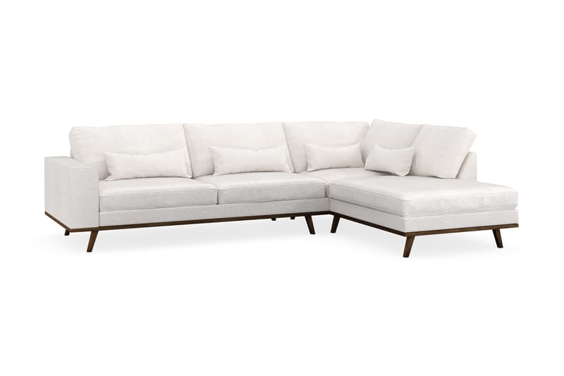 Copenhagen 4-sits Högervänd L-formad Schäslongsoffa i Bouclé - Vit - Möbler - Vardagsrum - Soffor - Divansoffa & schäslong