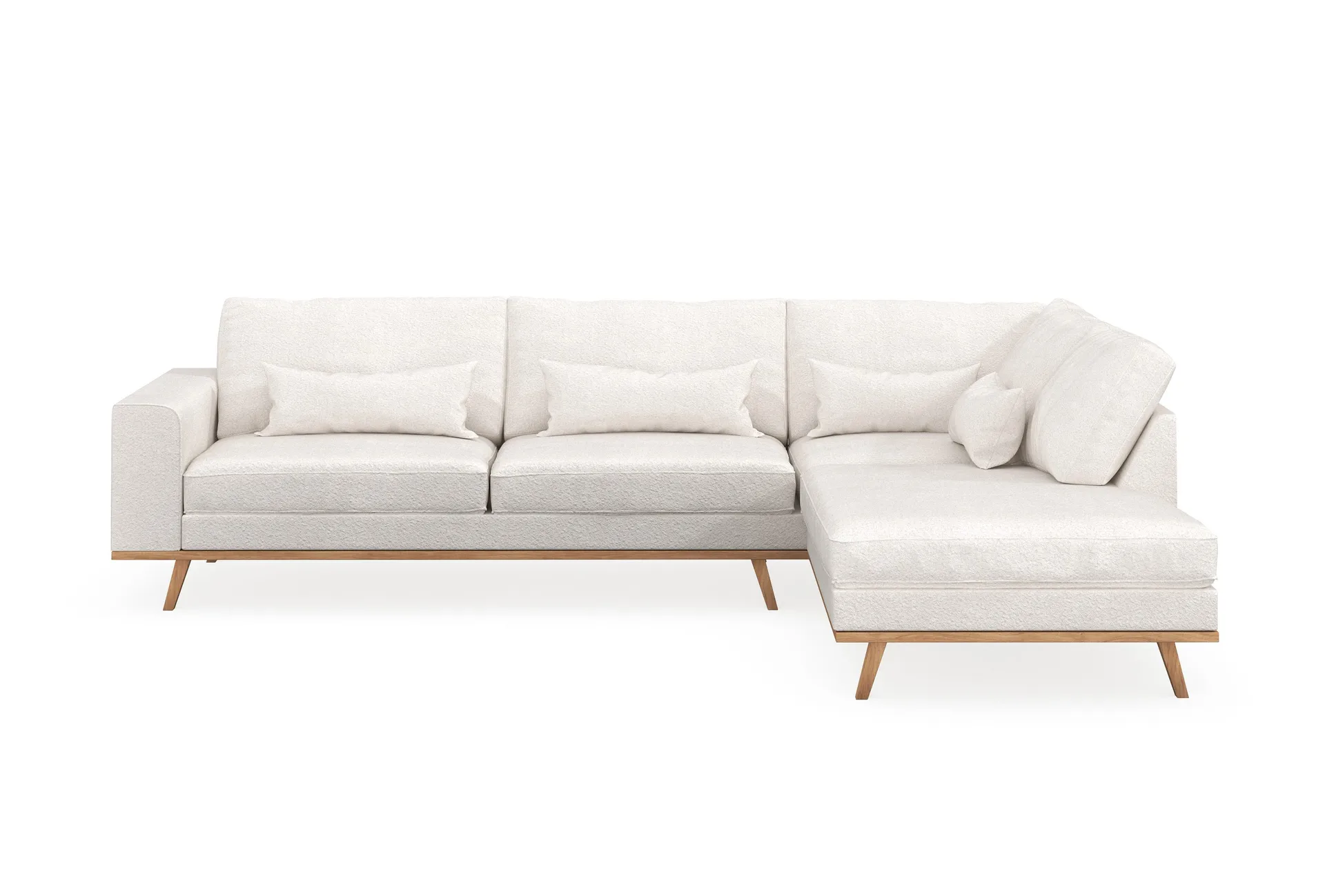 copenhagen 4-sits högervänd l-formad schäslongsoffa i bouclé - vit