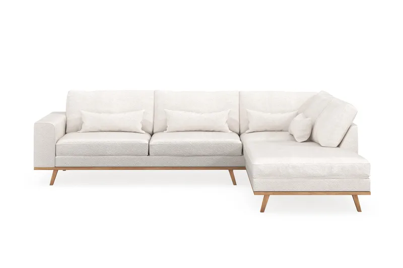 Copenhagen 4-sits Högervänd L-formad Schäslongsoffa i Bouclé - Vit - Möbler - Vardagsrum - Soffor - Divansoffa & schäslong
