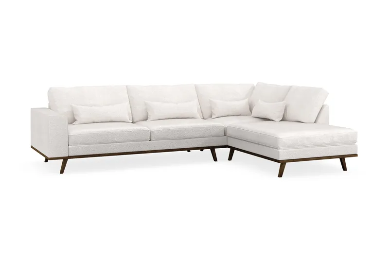 Copenhagen 4-sits Högervänd L-formad Schäslongsoffa i Bouclé - Vit - Möbler - Vardagsrum - Soffor - Divansoffa & schäslong