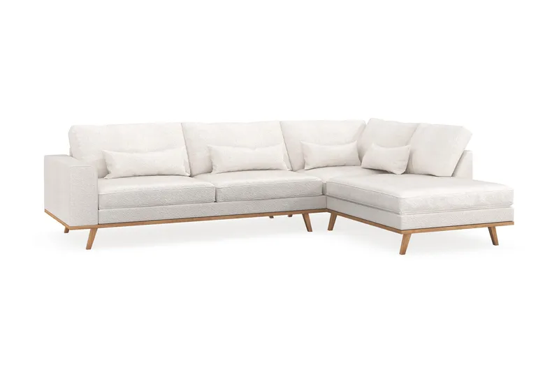 Copenhagen 4-sits Högervänd L-formad Schäslongsoffa i Bouclé - Vit - Möbler - Vardagsrum - Soffor - Divansoffa & schäslong