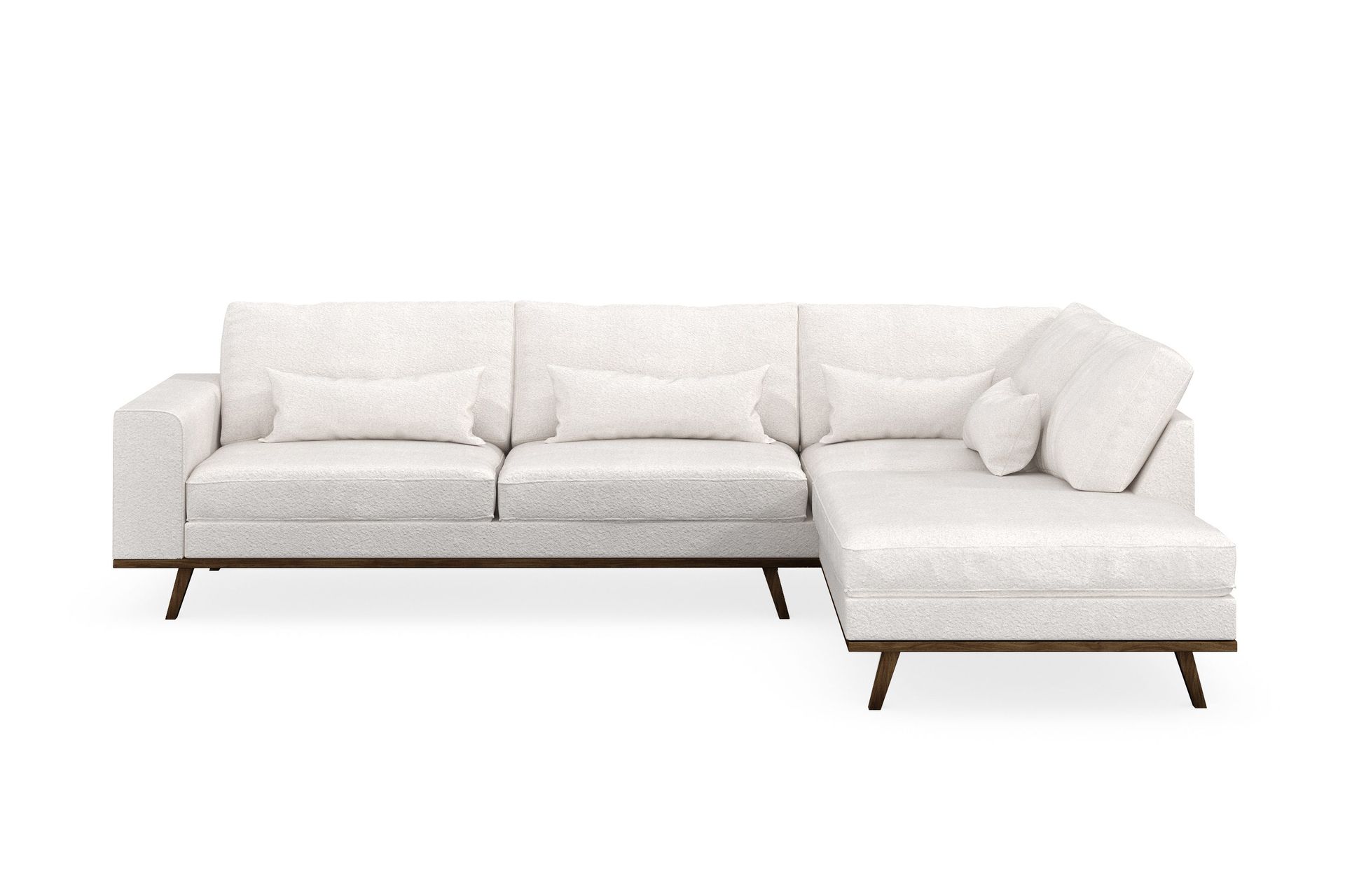 copenhagen 4-sits högervänd l-formad schäslongsoffa i bouclé - vit