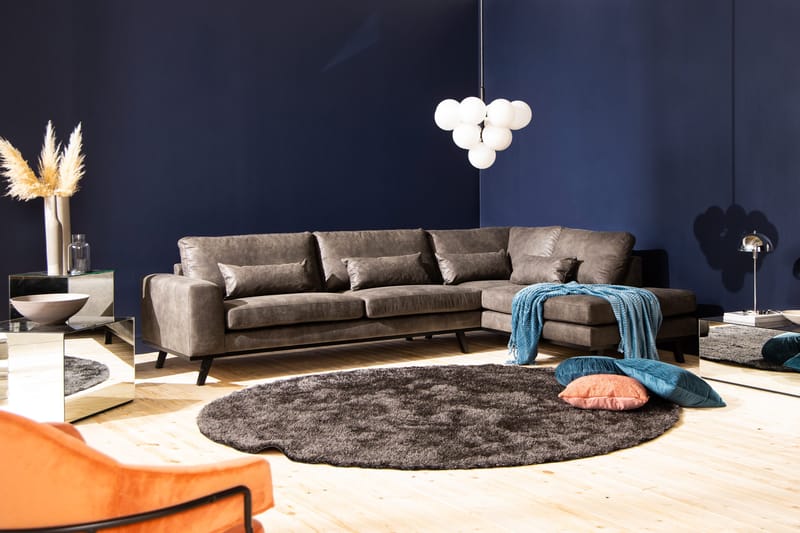 Copenhagen 4-sits Högervänd L-formad Schäslongsoffa i Konstläder - Mörkgrå - Möbler - Vardagsrum - Soffor - Divansoffa & schäslong