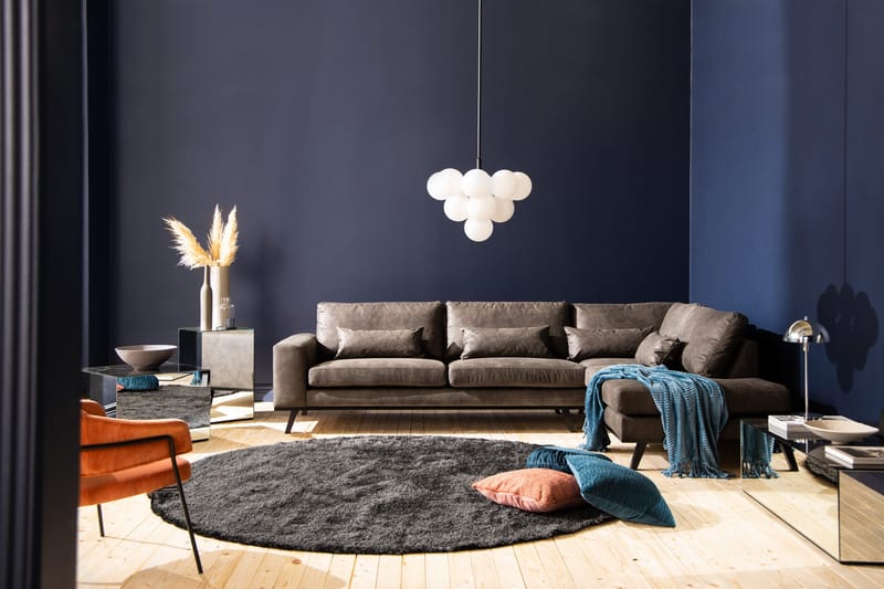 Copenhagen 4-sits Högervänd L-formad Schäslongsoffa i Konstläder - Mörkgrå - Möbler - Vardagsrum - Soffor - Divansoffa & schäslong