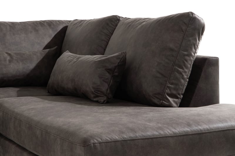 Copenhagen 4-sits Högervänd L-formad Schäslongsoffa i Konstläder - Mörkgrå - Möbler - Vardagsrum - Soffor - Divansoffa & schäslong