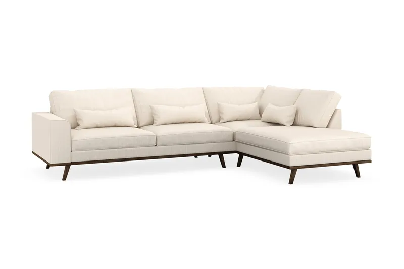 Copenhagen 4-sits Högervänd L-formad Schäslongsoffa i Manchester - Beige - Möbler - Vardagsrum - Soffor - Divansoffa & schäslong
