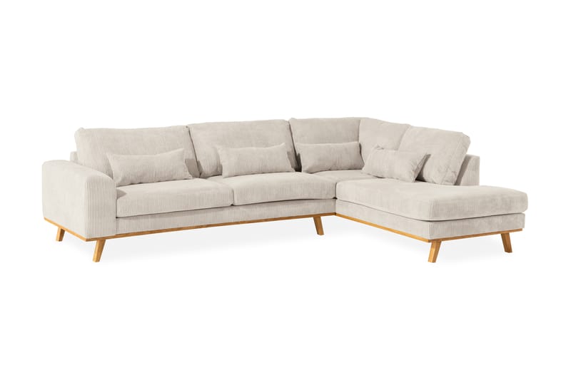 Copenhagen 4-sits Högervänd L-formad Schäslongsoffa i Manchester - Beige - Möbler - Vardagsrum - Soffor - Divansoffa & schäslong