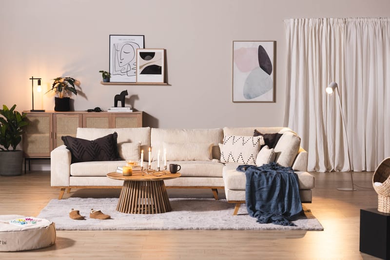 Copenhagen 4-sits Högervänd L-formad Schäslongsoffa i Manchester - Beige - Möbler - Vardagsrum - Soffor - Divansoffa & schäslong