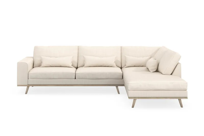 Copenhagen 4-sits Högervänd L-formad Schäslongsoffa i Manchester - Beige - Möbler - Vardagsrum - Soffor - Divansoffa & schäslong