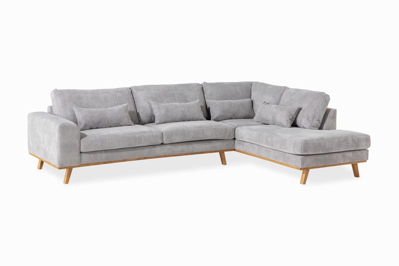 Copenhagen 4-sits Högervänd L-formad Schäslongsoffa i Manchester - Ljusgrå - Möbler - Vardagsrum - Soffor - Divansoffa & schäslong