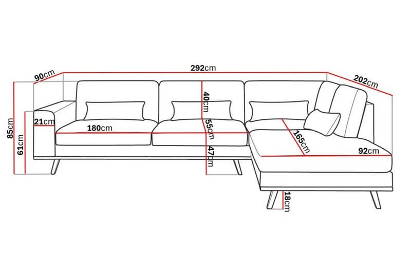 Copenhagen 4-sits Högervänd L-formad Schäslongsoffa i Manchester - Ljusgrå - Möbler - Vardagsrum - Soffor - Divansoffa & schäslong