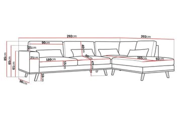 Copenhagen 4-sits Högervänd L-formad Schäslongsoffa i Manchester - Mörkgrå - Möbler - Vardagsrum - Soffor - Divansoffa & schäslong