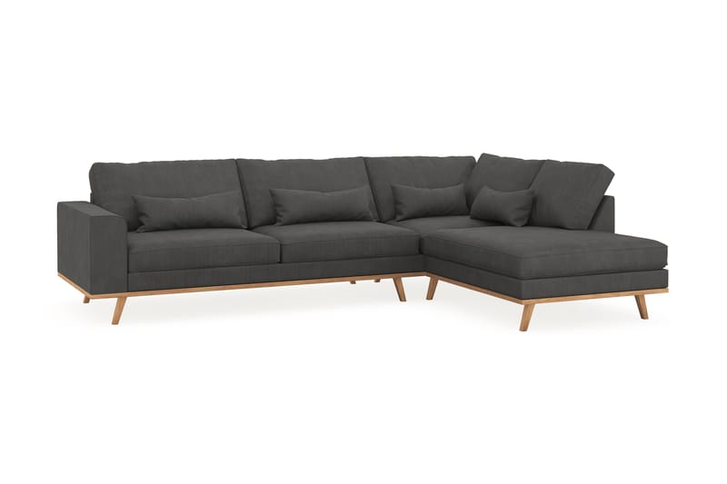 Copenhagen 4-sits Högervänd L-formad Schäslongsoffa i Manchester - Mörkgrå - Möbler - Vardagsrum - Soffor - Divansoffa & schäslong