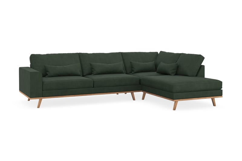 Copenhagen 4-sits Högervänd L-formad Schäslongsoffa i Manchester - Mörkgrön - Möbler - Vardagsrum - Soffor - Divansoffa & schäslong