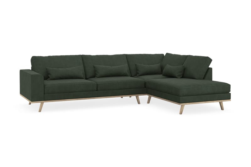 Copenhagen 4-sits Högervänd L-formad Schäslongsoffa i Manchester - Mörkgrön - Möbler - Vardagsrum - Soffor - Divansoffa & schäslong