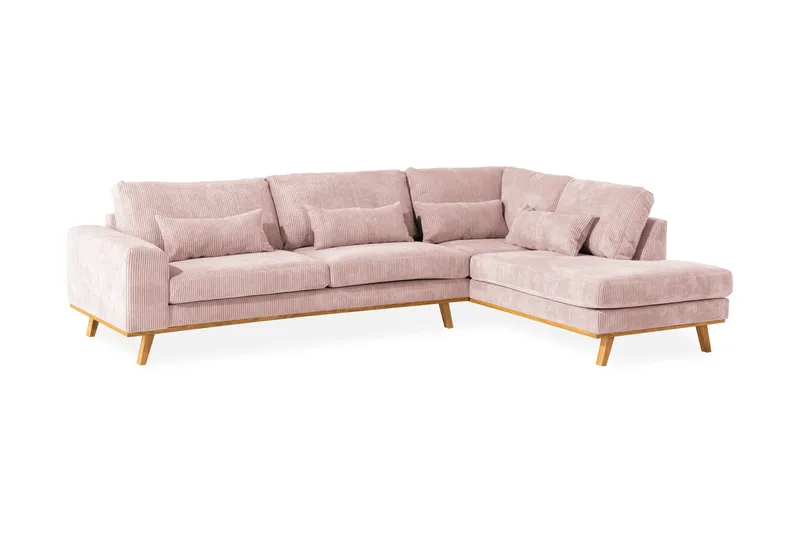 Copenhagen 4-sits Högervänd L-formad Schäslongsoffa i Manchester - Rosa - Möbler - Vardagsrum - Soffor - Divansoffa & schäslong