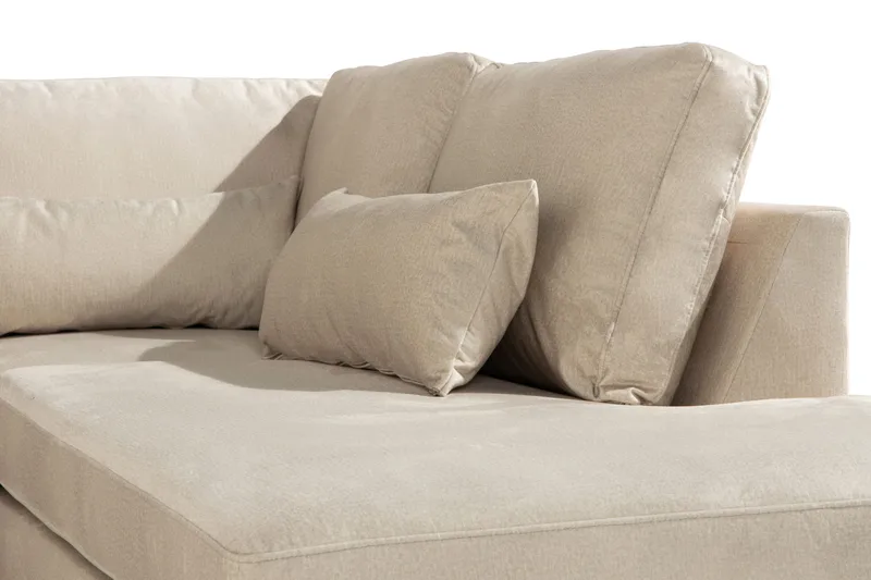 Copenhagen 4-sits Högervänd L-formad Schäslongsoffa i Sammet - Beige - Möbler - Vardagsrum - Soffor - Divansoffa & schäslong