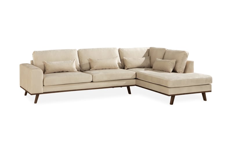 Copenhagen 4-sits Högervänd L-formad Schäslongsoffa i Sammet - Beige - Möbler - Vardagsrum - Soffor - Divansoffa & schäslong