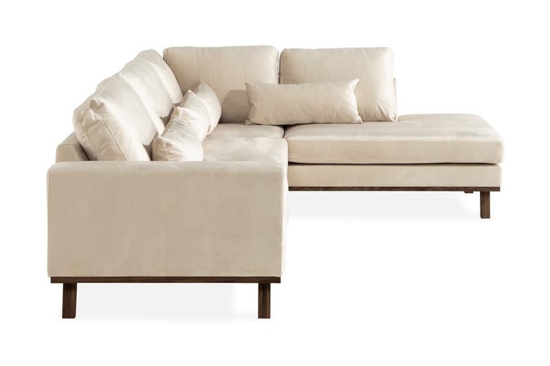 Copenhagen 4-sits Högervänd L-formad Schäslongsoffa i Sammet - Beige - Möbler - Vardagsrum - Soffor - Divansoffa & schäslong