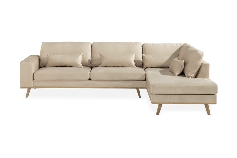 Copenhagen 4-sits Högervänd L-formad Schäslongsoffa i Sammet - Beige - Möbler - Vardagsrum - Soffor - Divansoffa & schäslong