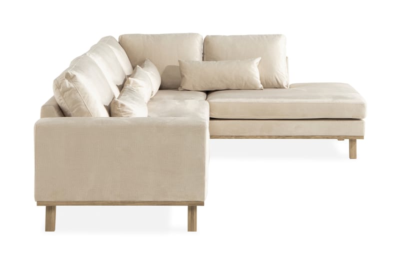 Copenhagen 4-sits Högervänd L-formad Schäslongsoffa i Sammet - Beige - Möbler - Vardagsrum - Soffor - Divansoffa & schäslong