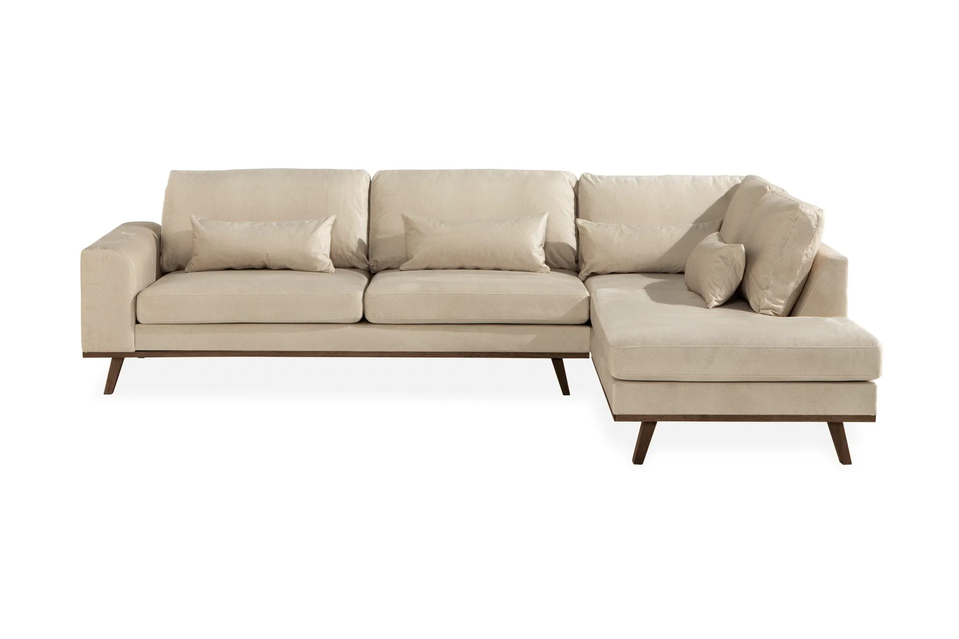 copenhagen 4-sits högervänd l-formad schäslongsoffa i sammet - beige