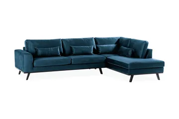 Copenhagen 4-sits Högervänd L-formad Schäslongsoffa i Sammet - Blå - Möbler - Vardagsrum - Soffor - Divansoffa & schäslong