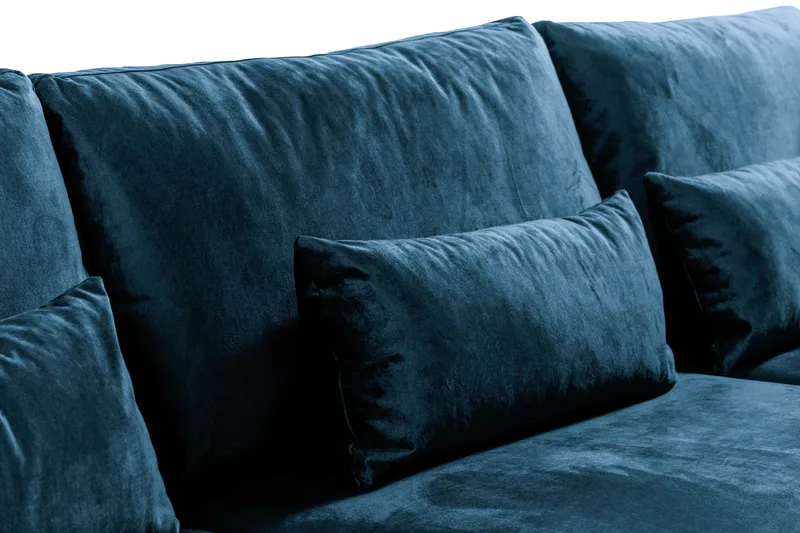 Copenhagen 4-sits Högervänd L-formad Schäslongsoffa i Sammet - Blå - Möbler - Vardagsrum - Soffor - Divansoffa & schäslong