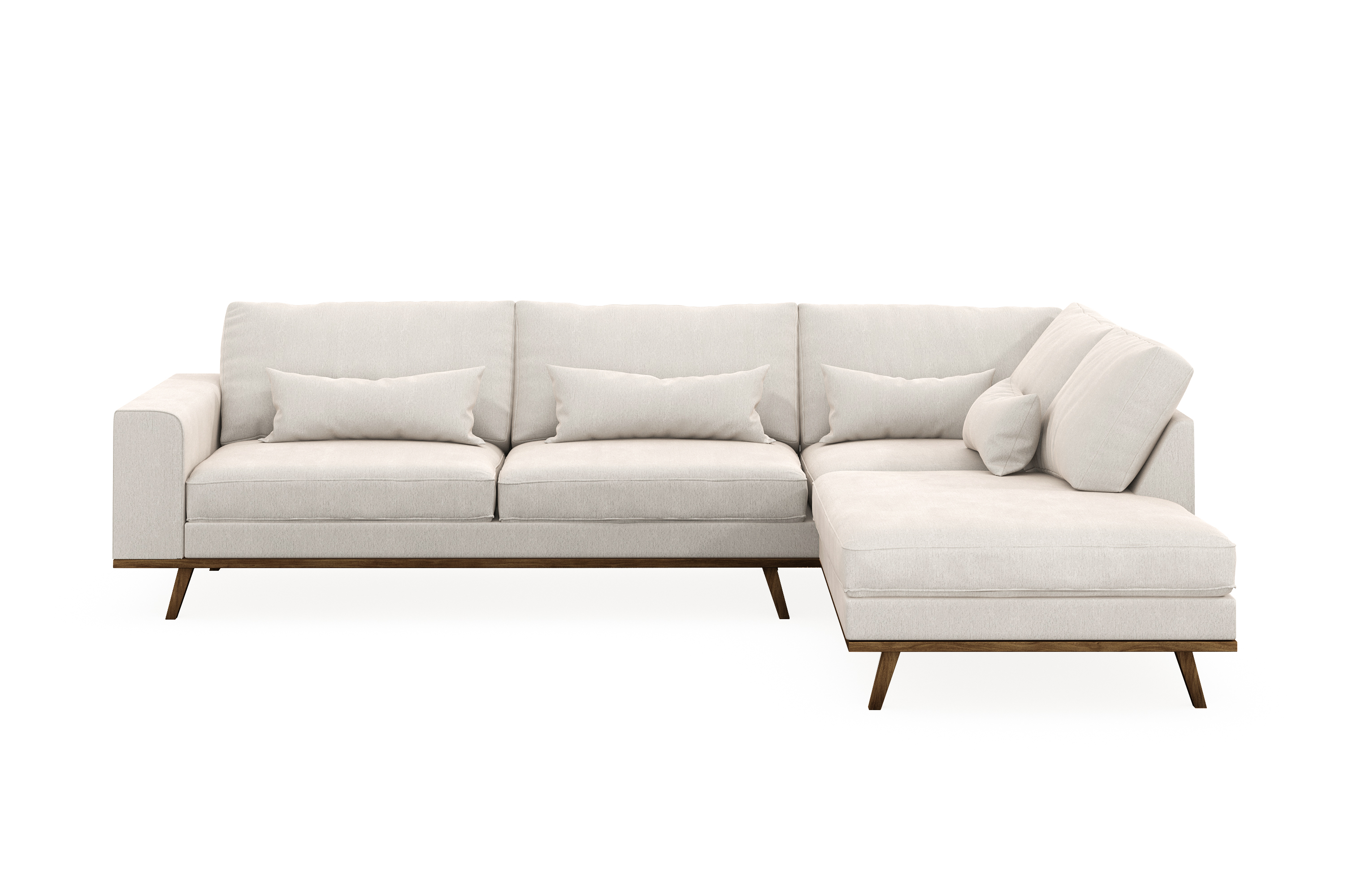 copenhagen 4-sits högervänd l-formad schäslongsoffa i sammet - krämvit