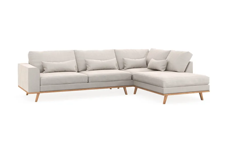 Copenhagen 4-sits Högervänd L-formad Schäslongsoffa i Sammet - Krämvit - Möbler - Vardagsrum - Soffor - Divansoffa & schäslong