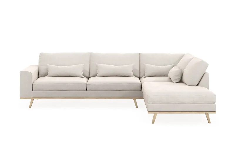 Copenhagen 4-sits Högervänd L-formad Schäslongsoffa i Sammet - Krämvit - Möbler - Vardagsrum - Soffor - Divansoffa & schäslong