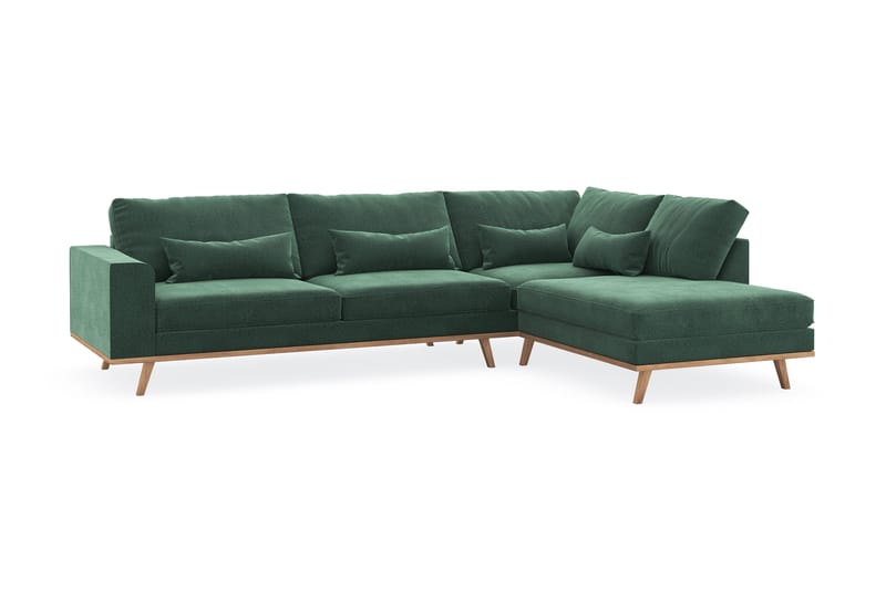 Copenhagen 4-sits Högervänd L-formad Schäslongsoffa i Sammet - Mörkgrön - Möbler - Vardagsrum - Soffor - Divansoffa & schäslong