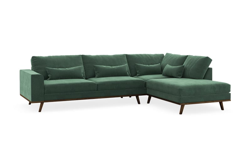 Copenhagen 4-sits Högervänd L-formad Schäslongsoffa i Sammet - Mörkgrön - Möbler - Vardagsrum - Soffor - Divansoffa & schäslong