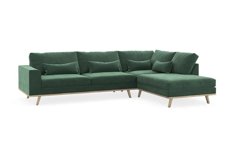 Copenhagen 4-sits Högervänd L-formad Schäslongsoffa i Sammet - Mörkgrön - Möbler - Vardagsrum - Soffor - Divansoffa & schäslong