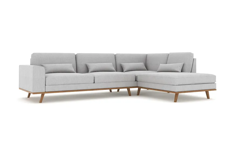 Copenhagen 4-sits Högervänd L-formad Schäslongsoffa i Tyg - Grå - Möbler - Vardagsrum - Soffor - Divansoffa & schäslong