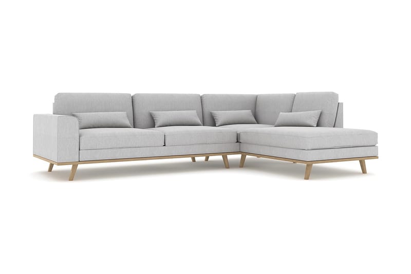 Copenhagen 4-sits Högervänd L-formad Schäslongsoffa i Tyg - Grå - Möbler - Vardagsrum - Soffor - Divansoffa & schäslong