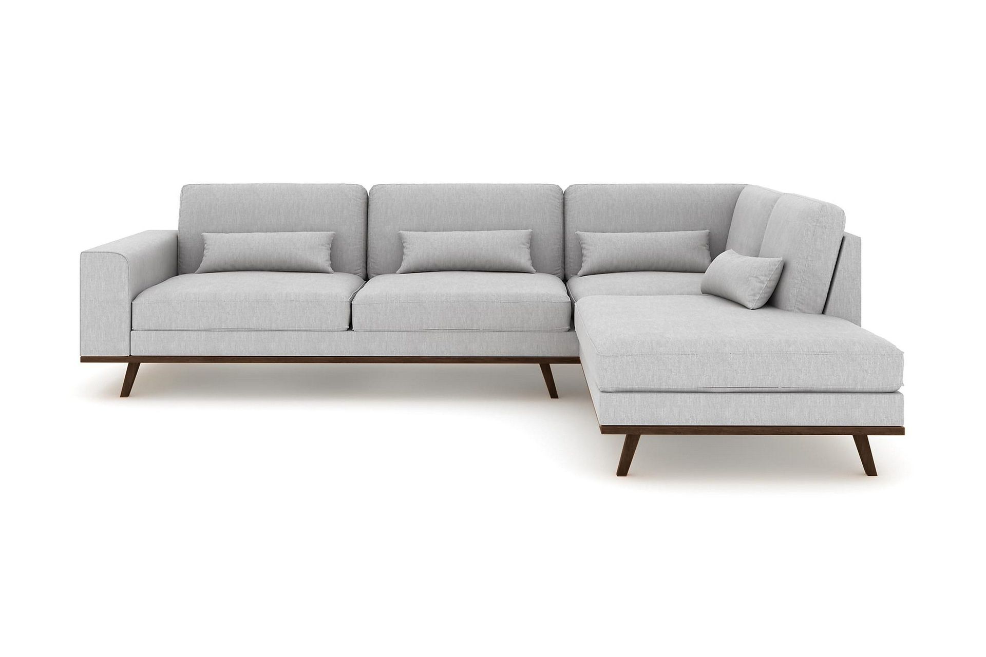 copenhagen 4-sits högervänd l-formad schäslongsoffa i tyg - grå