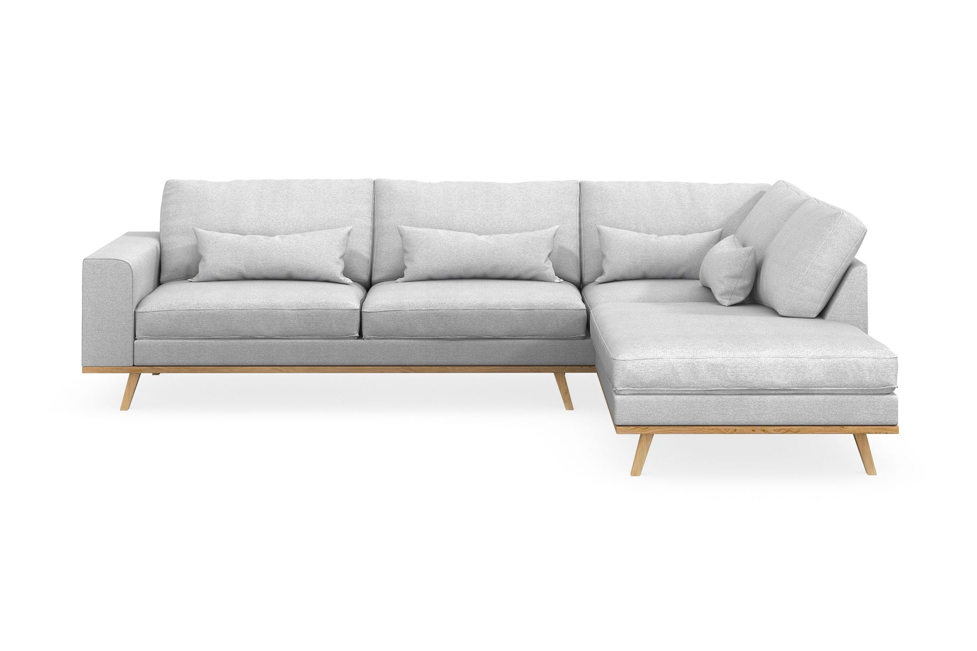 copenhagen 4-sits högervänd l-formad schäslongsoffa i tyg - ljusgrå