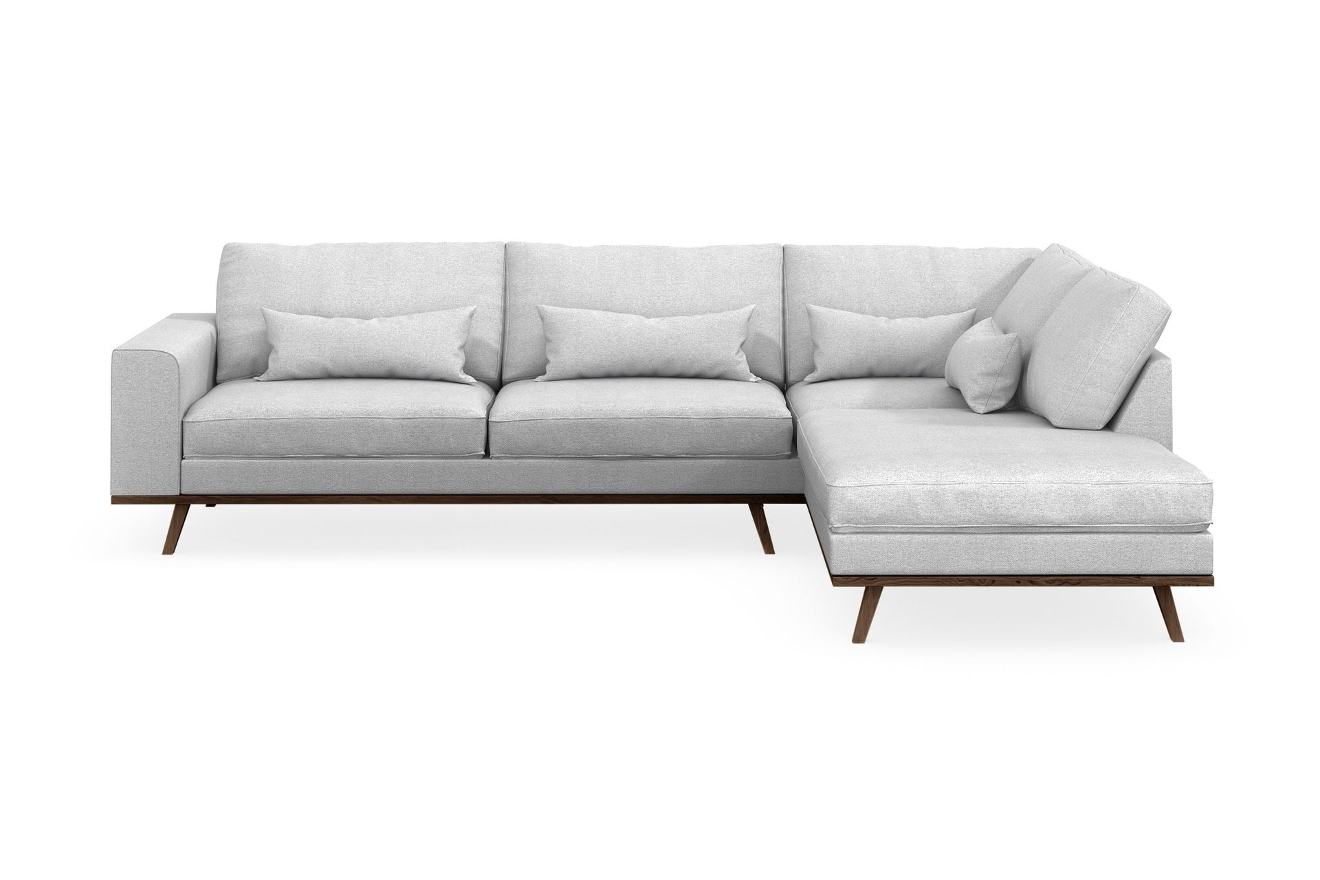 copenhagen 4-sits högervänd l-formad schäslongsoffa i tyg - ljusgrå