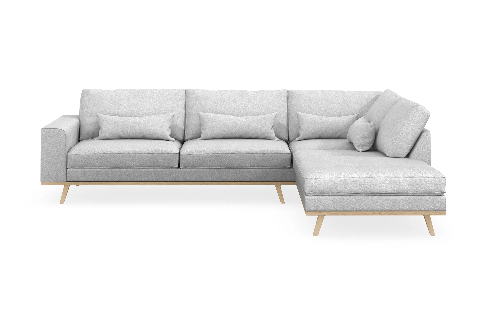 copenhagen 4-sits högervänd l-formad schäslongsoffa i tyg - ljusgrå