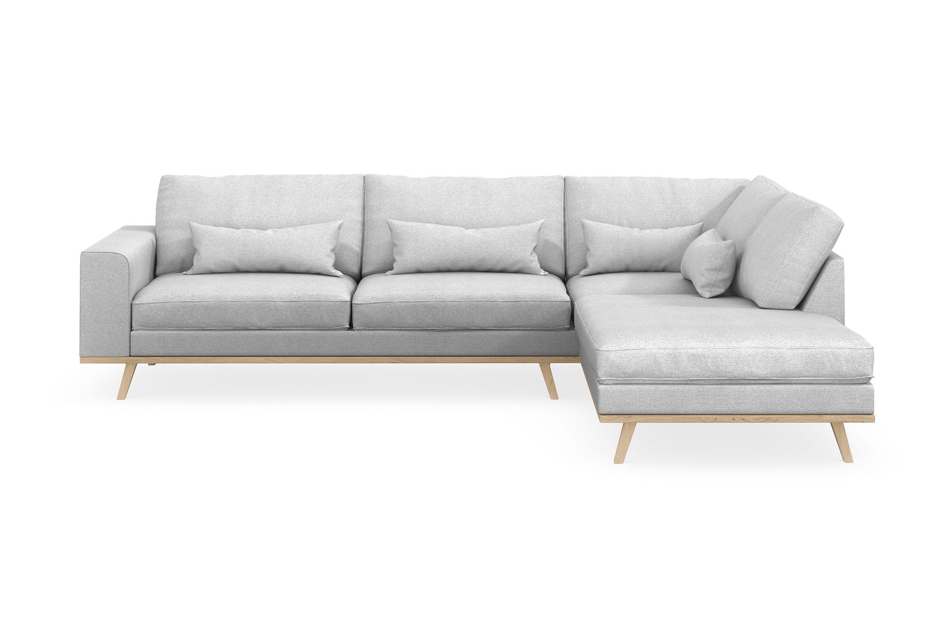 Copenhagen 4-sits H&ouml;gerv&auml;nd L-formad Sch&auml;slongsoffa i Tyg - Ljusgr&aring;