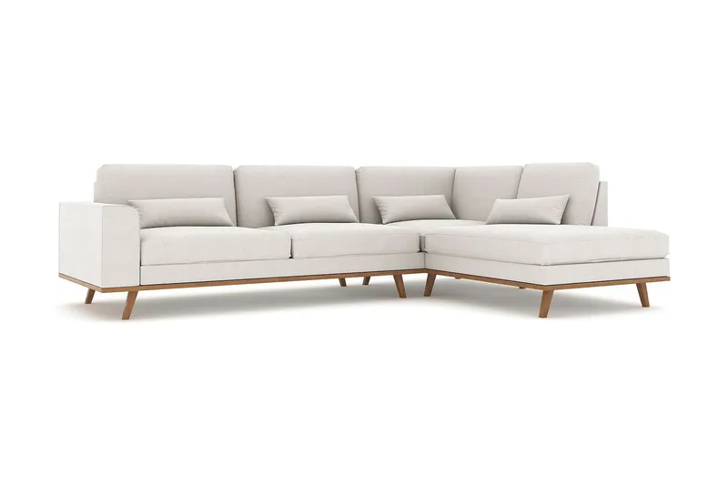 Copenhagen 4-sits Högervänd L-formad Schäslongsoffa i Tyg - Ljusgrå - Möbler - Vardagsrum - Soffor - Divansoffa & schäslong