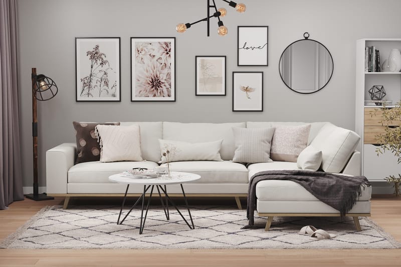 Copenhagen 4-sits Högervänd L-formad Schäslongsoffa i Tyg - Ljusgrå - Möbler - Vardagsrum - Soffor - Divansoffa & schäslong