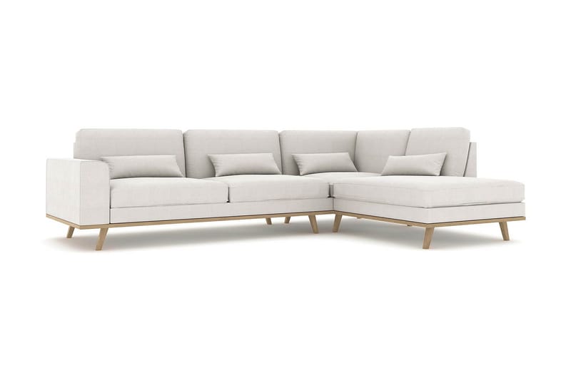 Copenhagen 4-sits Högervänd L-formad Schäslongsoffa i Tyg - Ljusgrå - Möbler - Vardagsrum - Soffor - Divansoffa & schäslong