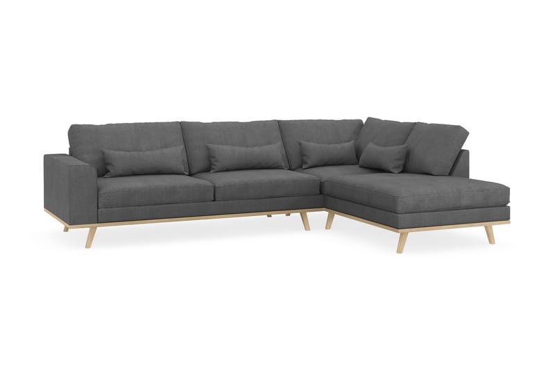 Copenhagen 4-sits Högervänd L-formad Schäslongsoffa i Tyg - Mörkgrå - Möbler - Vardagsrum - Soffor - Divansoffa & schäslong