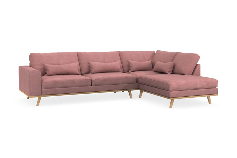 Copenhagen 4-sits Högervänd L-formad Schäslongsoffa i Tyg - Rosa - Möbler - Vardagsrum - Soffor - Divansoffa & schäslong