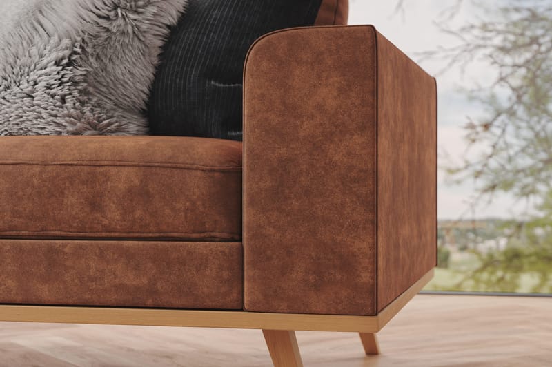 Copenhagen 4-sits Vänstervänd L-formad Divansoffa i Konstläder - Brun - Möbler - Vardagsrum - Soffor - Divansoffa & schäslong