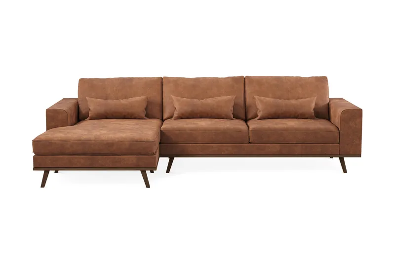 Copenhagen 4-sits Vänstervänd L-formad Divansoffa i Konstläder - Brun - Möbler - Vardagsrum - Soffor - Divansoffa & schäslong
