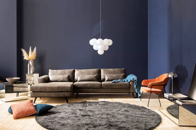 Copenhagen 4-sits Vänstervänd L-formad Divansoffa i Konstläder - Mörkgrå - Möbler - Vardagsrum - Soffor - Divansoffa & schäslong